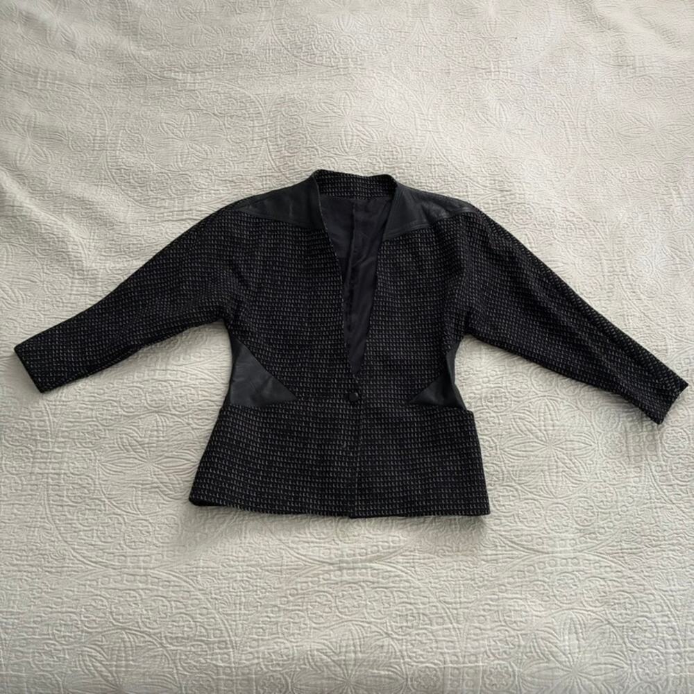 80s BLACK Leather Trim JACKET, Paul Stanley/CoCo Beland M